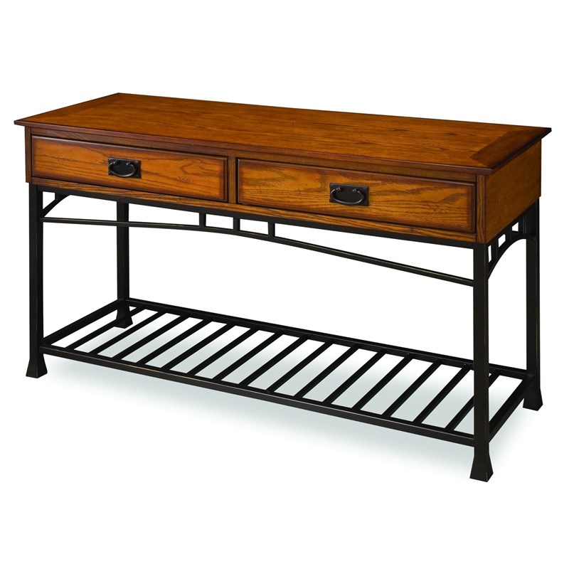 Homestyles Modern Craftsman Wood Console Table in Brown