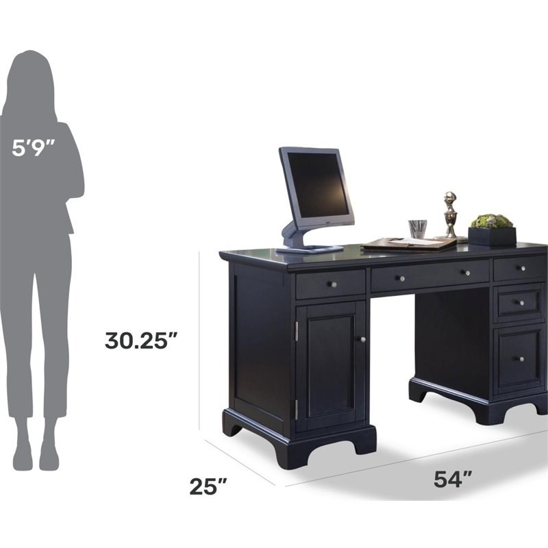 bedford black pedestal desk by home styles