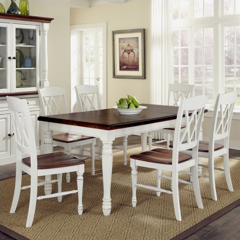 Homestyles Monarch Wood 7 Piece Dining Set in Off White