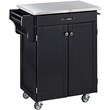 Homestyles Wood Kitchen Cart with Stainless Steel Top in Black