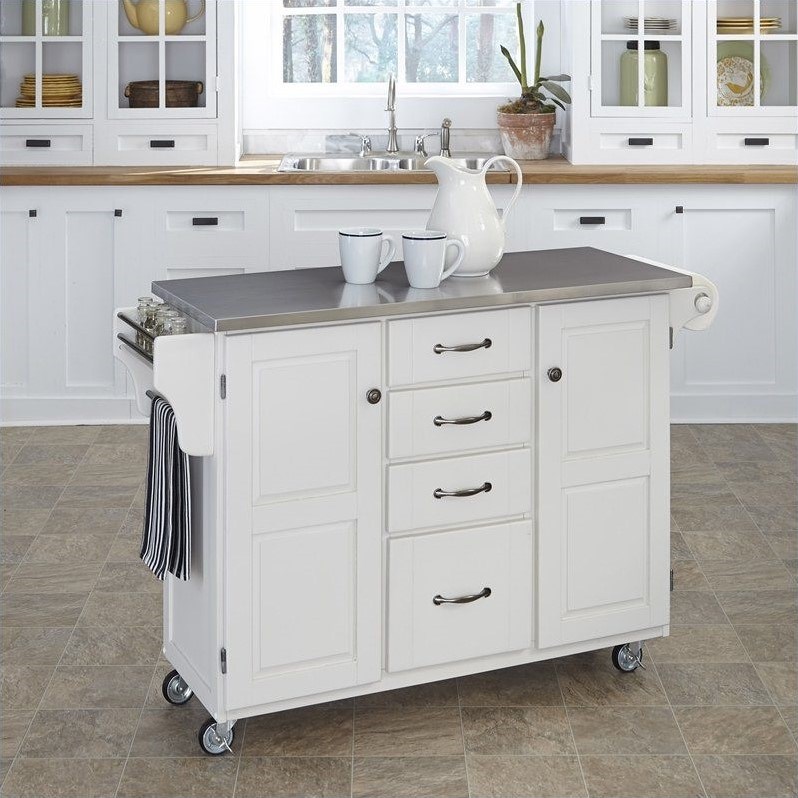 Homestyles Create-a-Cart Wood Kitchen Cart in Off White